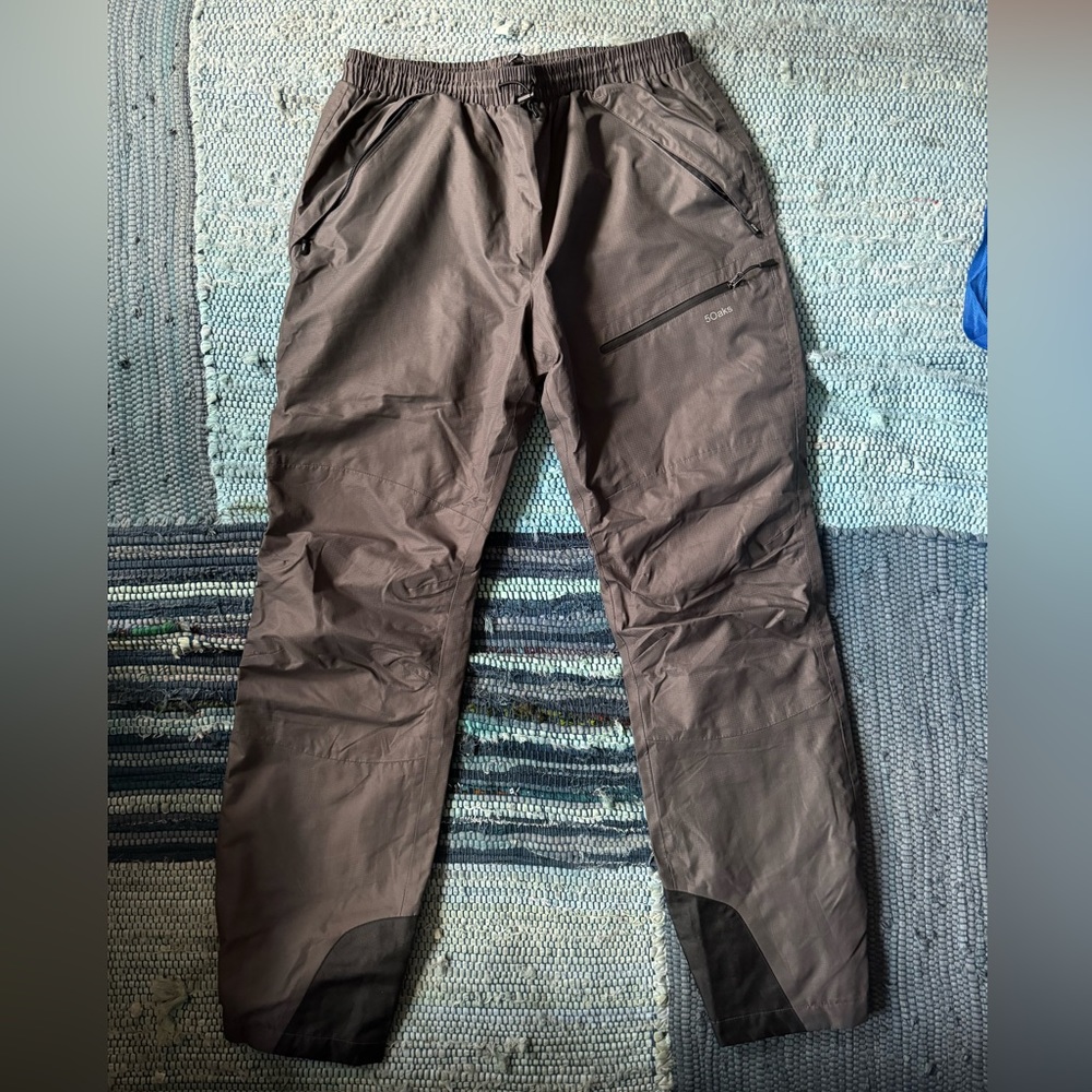 5Oaks Waterproof Rain Over Pants Men's Large Grey Adjustable Snap Cuffs